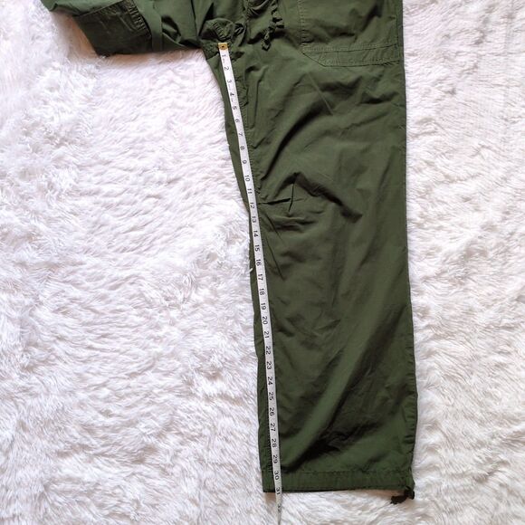 Aerie Avenue Baggy Cargo Pants Womens L Green Flame 100% Cotton Wide Leg Boho - Picture 7 of 12